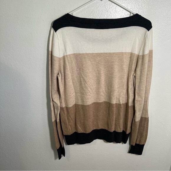 Liz Claiborne Scoop Neck Sweater Colorblock Stripes L - Picture 5 of 8